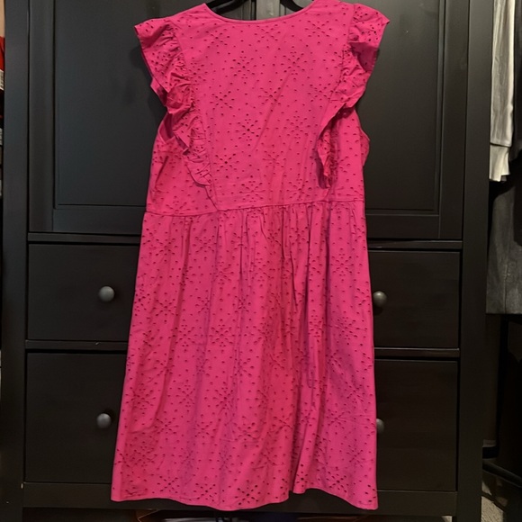 NWT LOFT Eyelet Button Ruffle Swing Dress - Picture 7 of 7